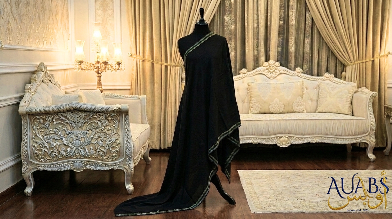 Black Jacquard Lawn Shawl