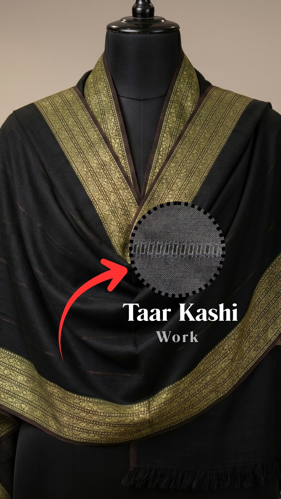 Black Linen Taar Kashi Shawl